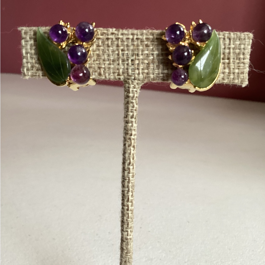 Signed Swoboda 1950s/60s Clip-Ons Botanical Jewelry